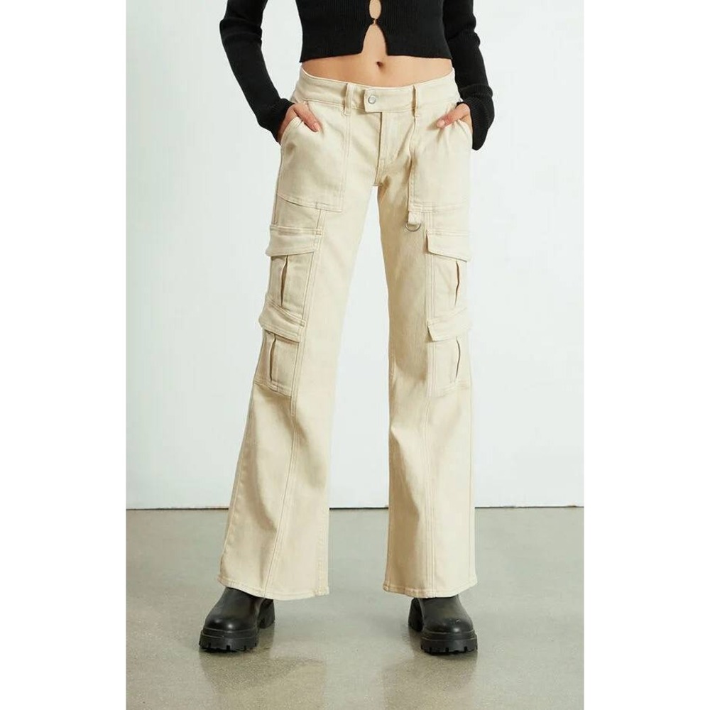 PacSun Cargo Pants 28 Tan Low Rise Bootcut D-Ring Utility Gorpcore Y2k Inspired